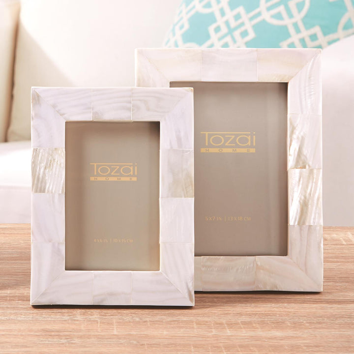 Tozai Home Tozai Home Set of 2 Mother of Pearl Frames Asst 2 Sizes 4" x 6" and 5" x 7" in GB VTO100-S2