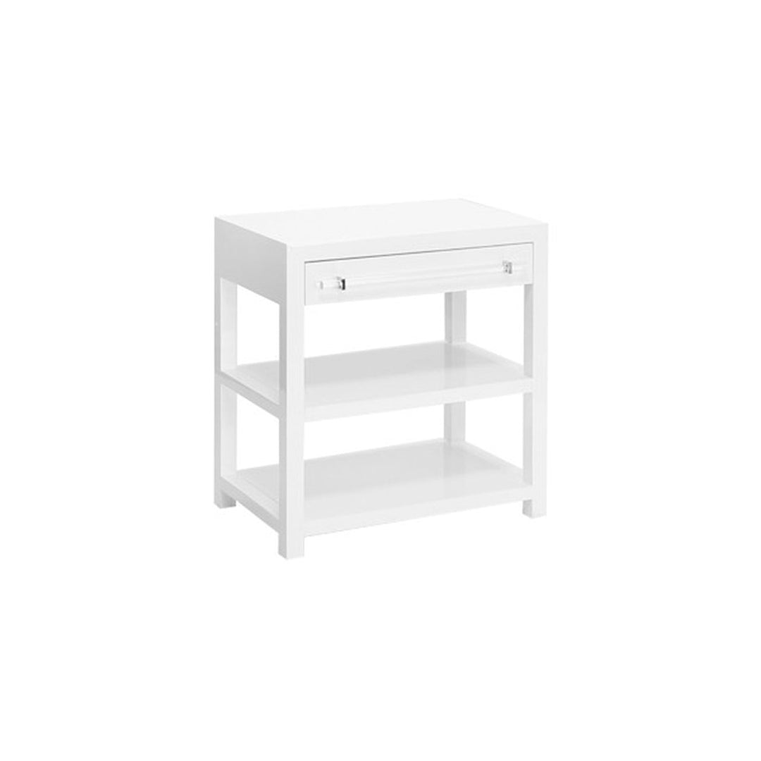 Worlds Away Worlds Away Garbo Side Table with Acrylic & Nickel Hardware - Glossy White Lacquer GARBO WHN
