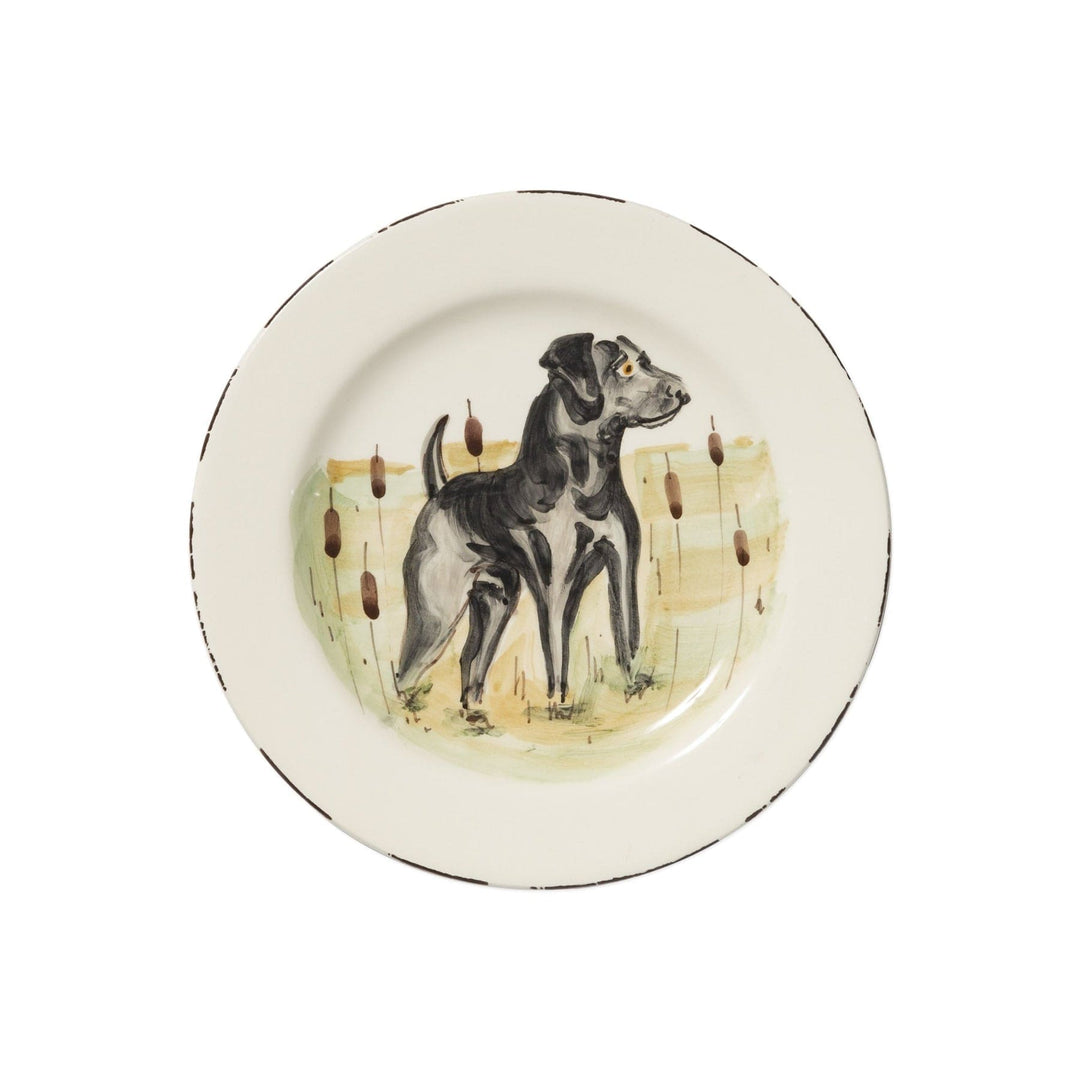 Vietri Vietri Wildlife Black Hunting Dog Salad Plate WDL-7801BL