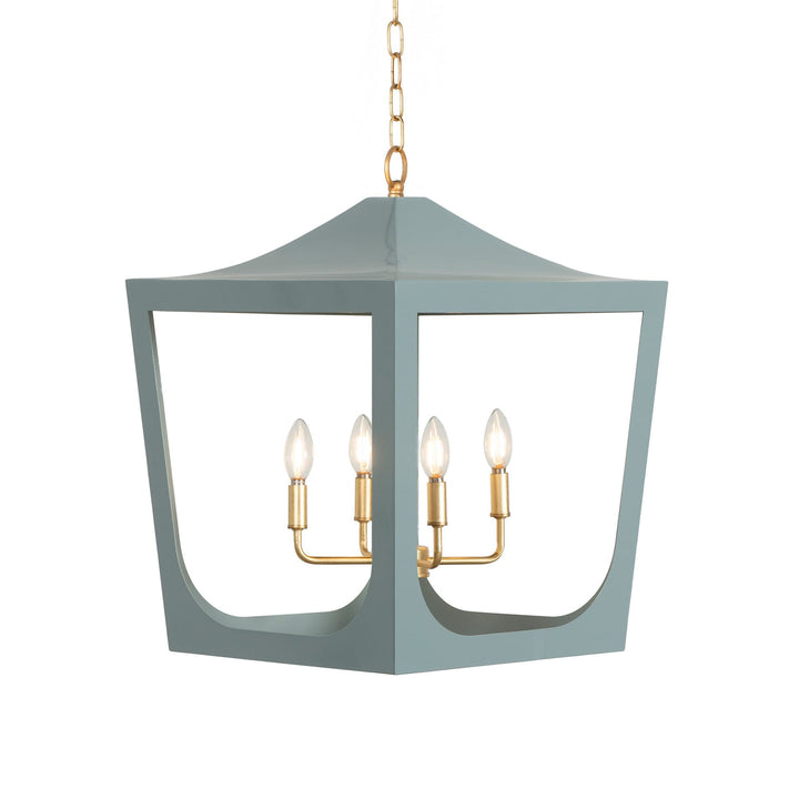 Modern Pagoda Lantern With Four Light Gold Leaf Cluster Body - Available in 3 Colors