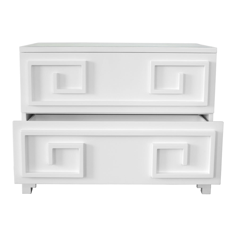 Worlds Away Worlds Away Wrenfield Oriental Two Drawer Chest - Glossy White Lacquer WRENFIELD WH