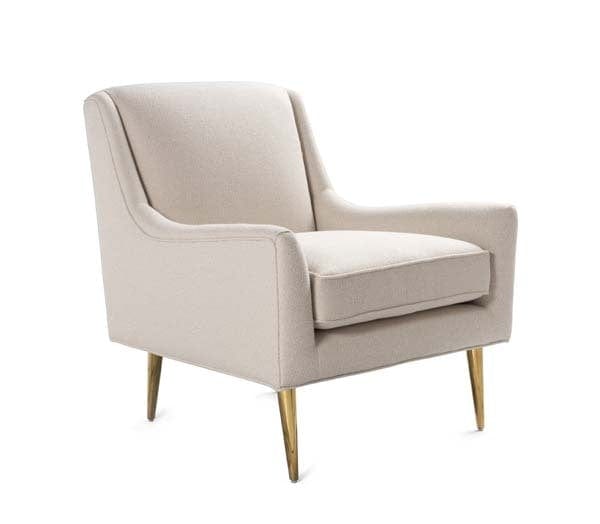 Worlds Away Worlds Away Wrenn Lounge Chair with Brass Legs - Natural Linen WRENN BRP08