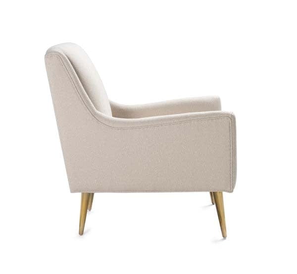 Worlds Away Worlds Away Wrenn Lounge Chair with Brass Legs - Natural Linen WRENN BRP08
