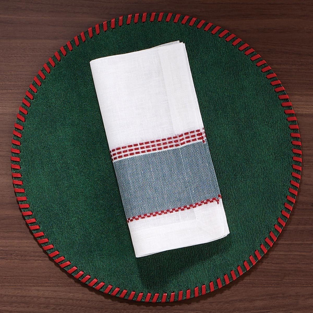 Bodrum Bodrum Whipstitch Placemat - Forest & Red - Set of 4 WHP9900P