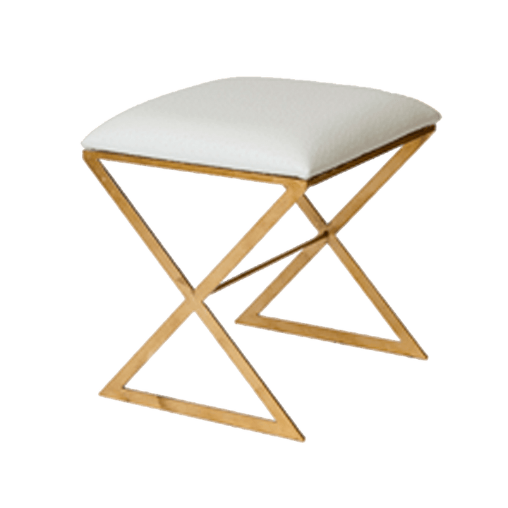 Worlds Away Worlds Away X Side X Side Stool with Gold Leaf Frame & Cream Ostrich Cushion X SIDE GUO