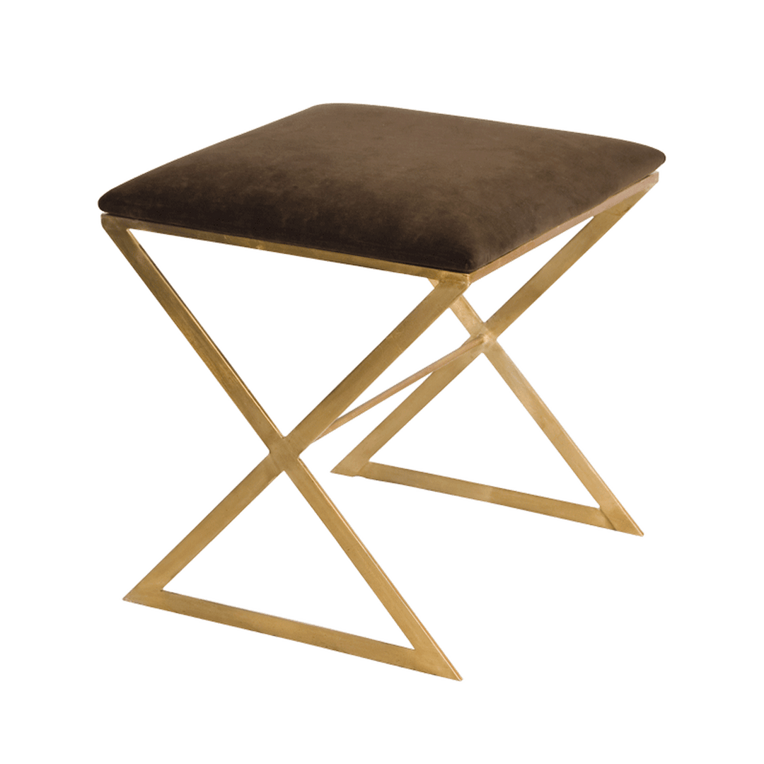 Worlds Away Worlds Away X Side X Side Stool with Gold Leaf Frame & Lux Brown Velvet Cushion X SIDE GU