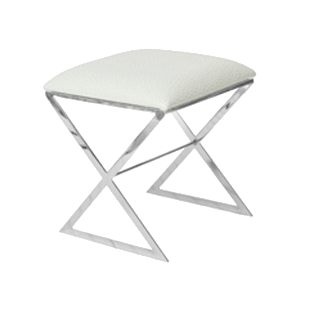 Worlds Away Worlds Away X Side X Side Stool with Polished Nickel Frame & Cream Ostrich Cushion X SIDE NUO
