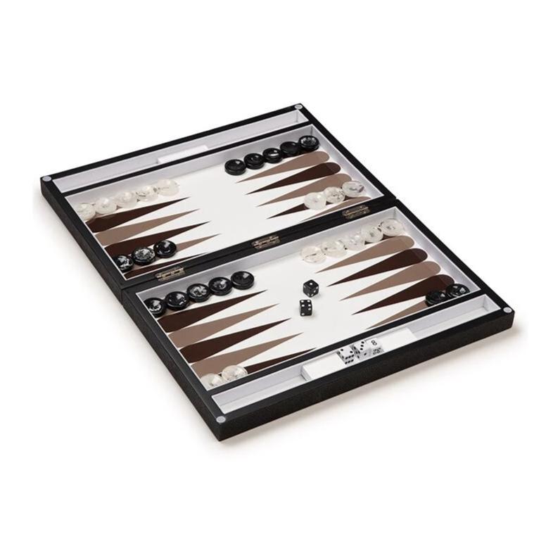 Aurosi Aurosi Chocolate Faux Shagreen Backgammon Set 1754A