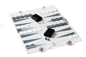 Aurosi Aurosi Gray and White Acrylic Backgammon set 1640A
