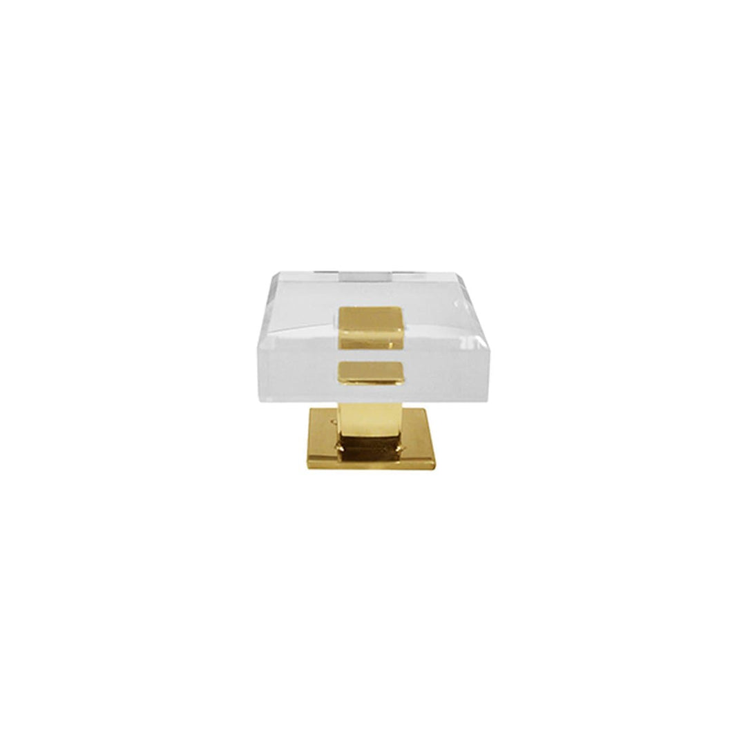 Worlds Away Worlds Away Baker Square Acrylic And Brass Knob - Polished Brass BAKER BR