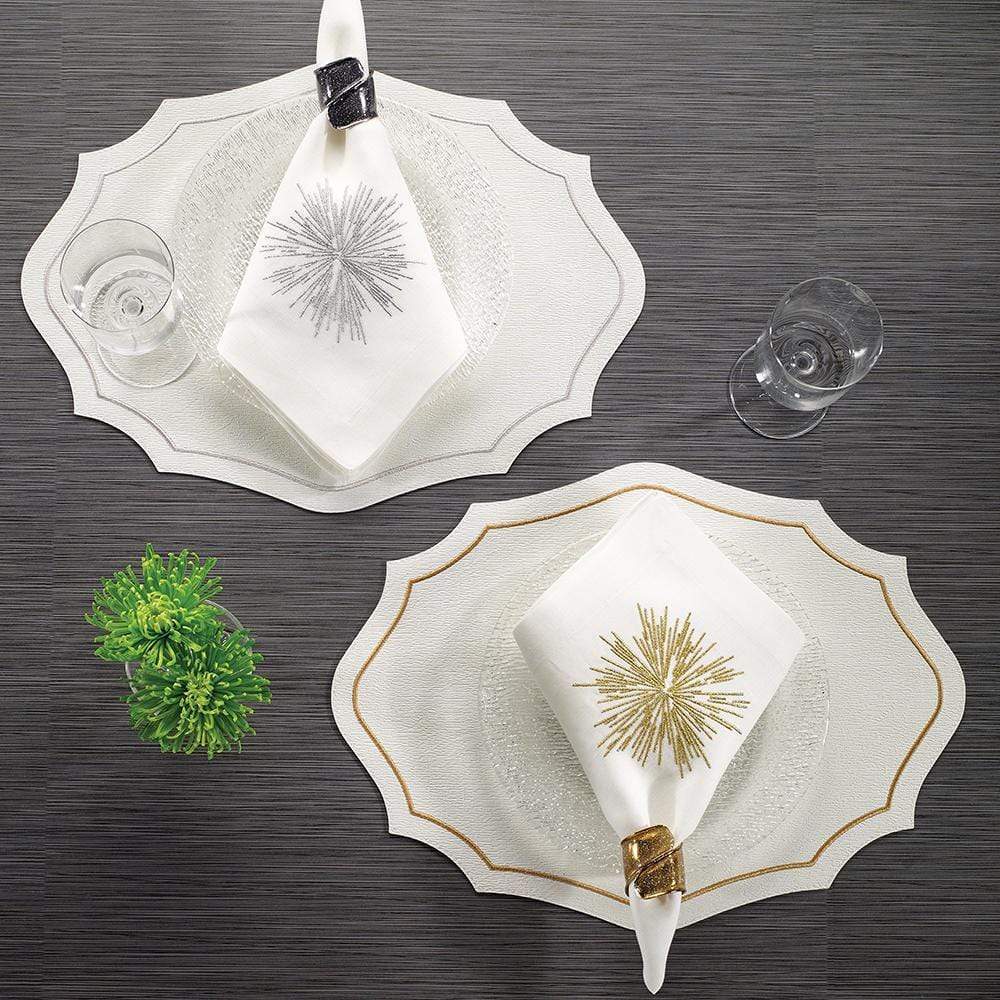 Bodrum Bodrum Byzantine Placemat - White and Silver - Set of 4 LBY0133p