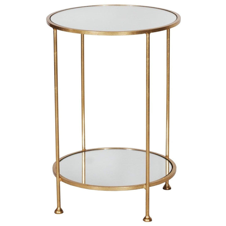 Worlds Away Worlds Away Chico 2 Tier Gold Leaf Side Table with Mirror Top & Shelf CHICO G