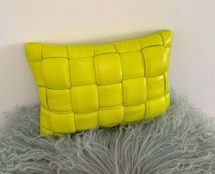 Koff Koff Mini Woven Leather Pillow - Lime KOFF-MINI-LIME