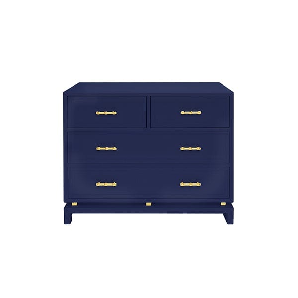 Worlds Away Worlds Away Declan Four Drawer Chest with Gold Leaf Hardware - Glossy Navy Lacquer DECLAN NVY
