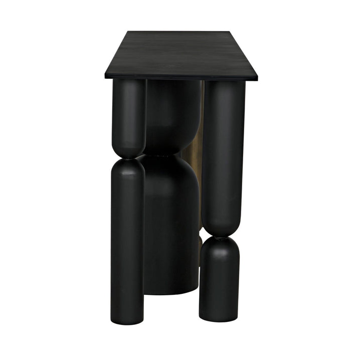 Othello Console - Matte Black and Aged Brass Finish