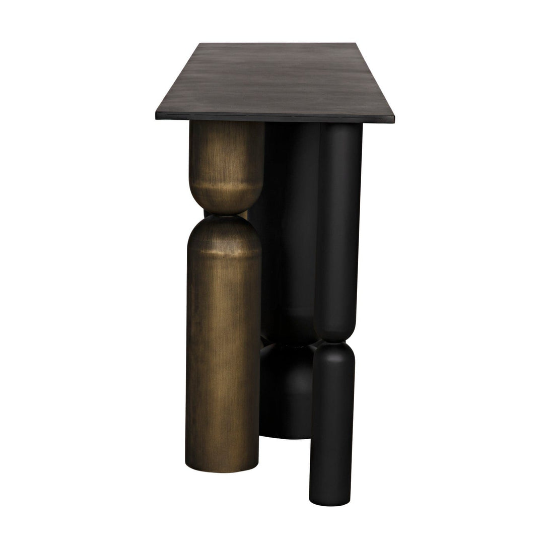Othello Console - Matte Black and Aged Brass Finish