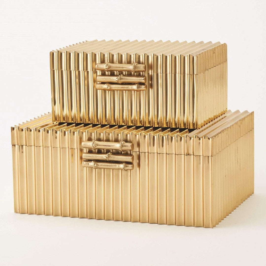 Global Views Global Views Corrugated Large Brass Bamboo Box 9.92034