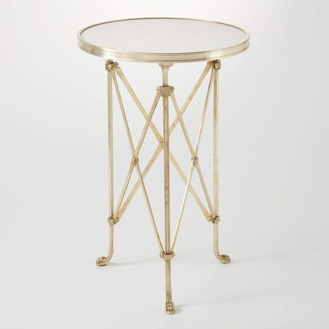 Global Views Global Views Directoire Table Brass with White Marble Top 8793
