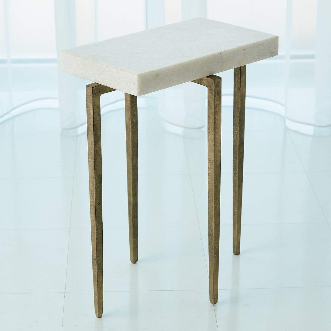 Global Views Global Views Laforge Accent Table Antique Gold with White Honed Marble Top 7.90859
