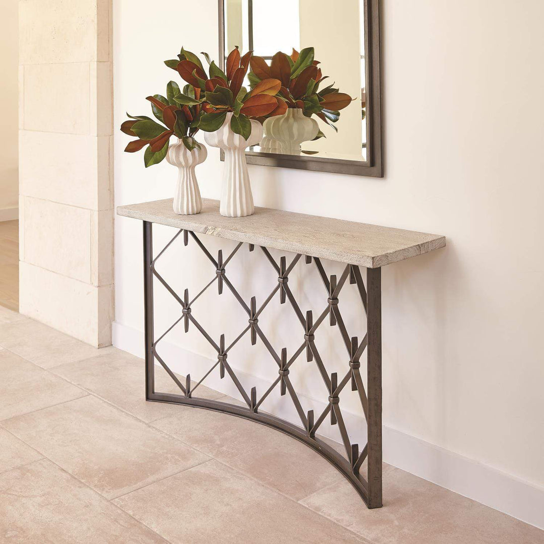 Global Views Global Views Sidney Console Table - Natural Wrought Iron with Wood Plank Top 7.91023