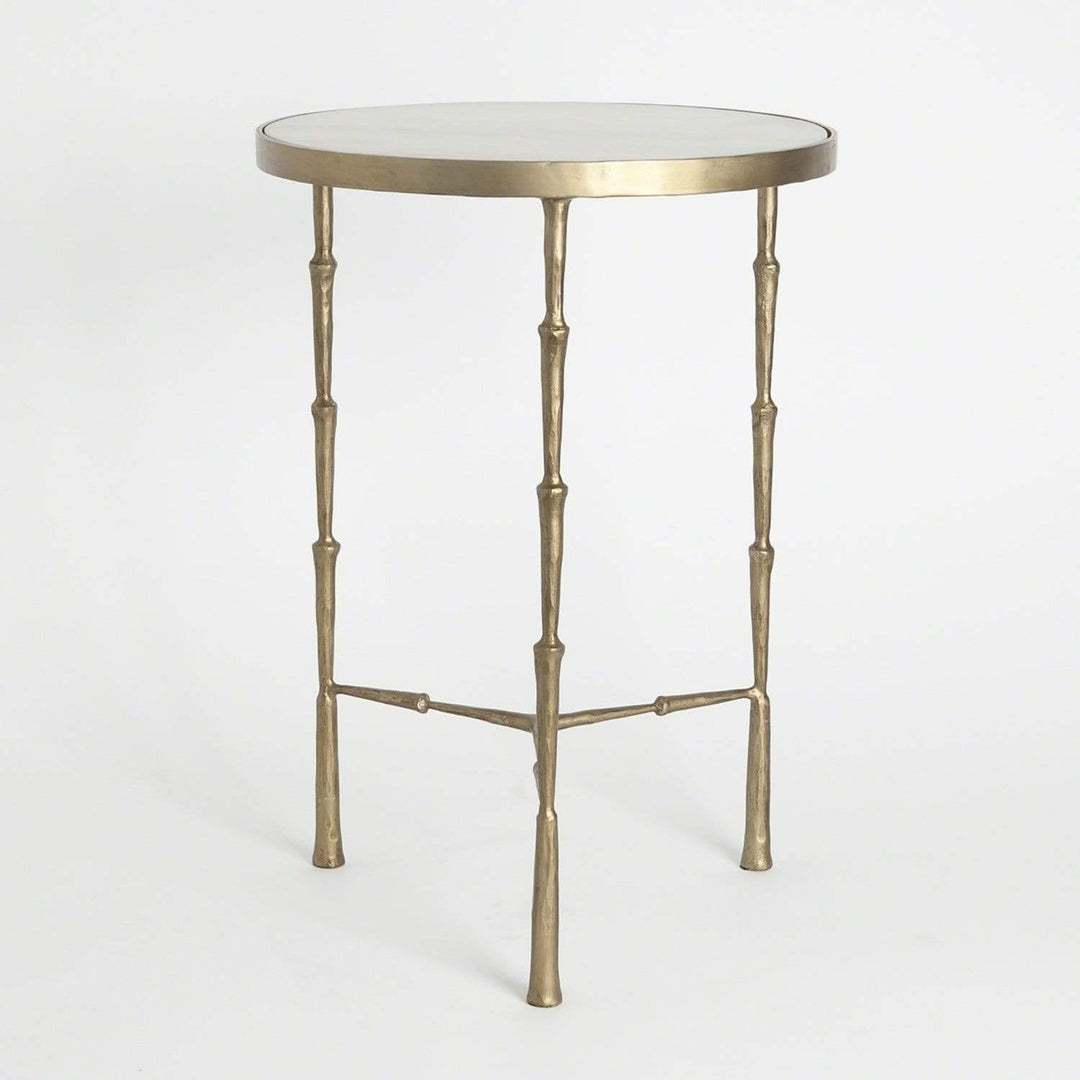 Global Views Global Views Spike Accent Table Antique Brass with White Marble 7.90373