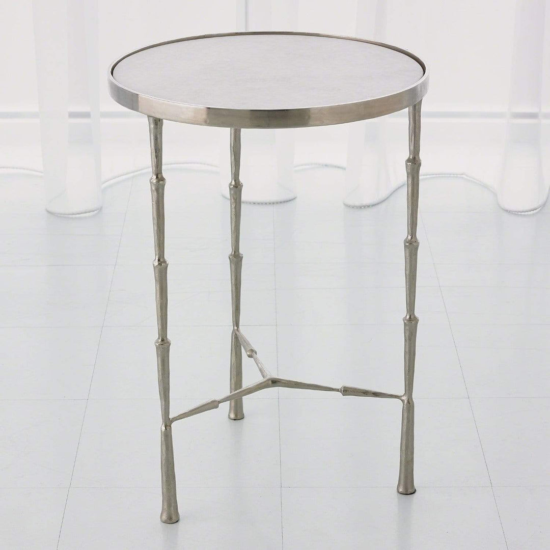 Global Views Global Views Spike Accent Table Antique Nickel with White Marble 7.90509