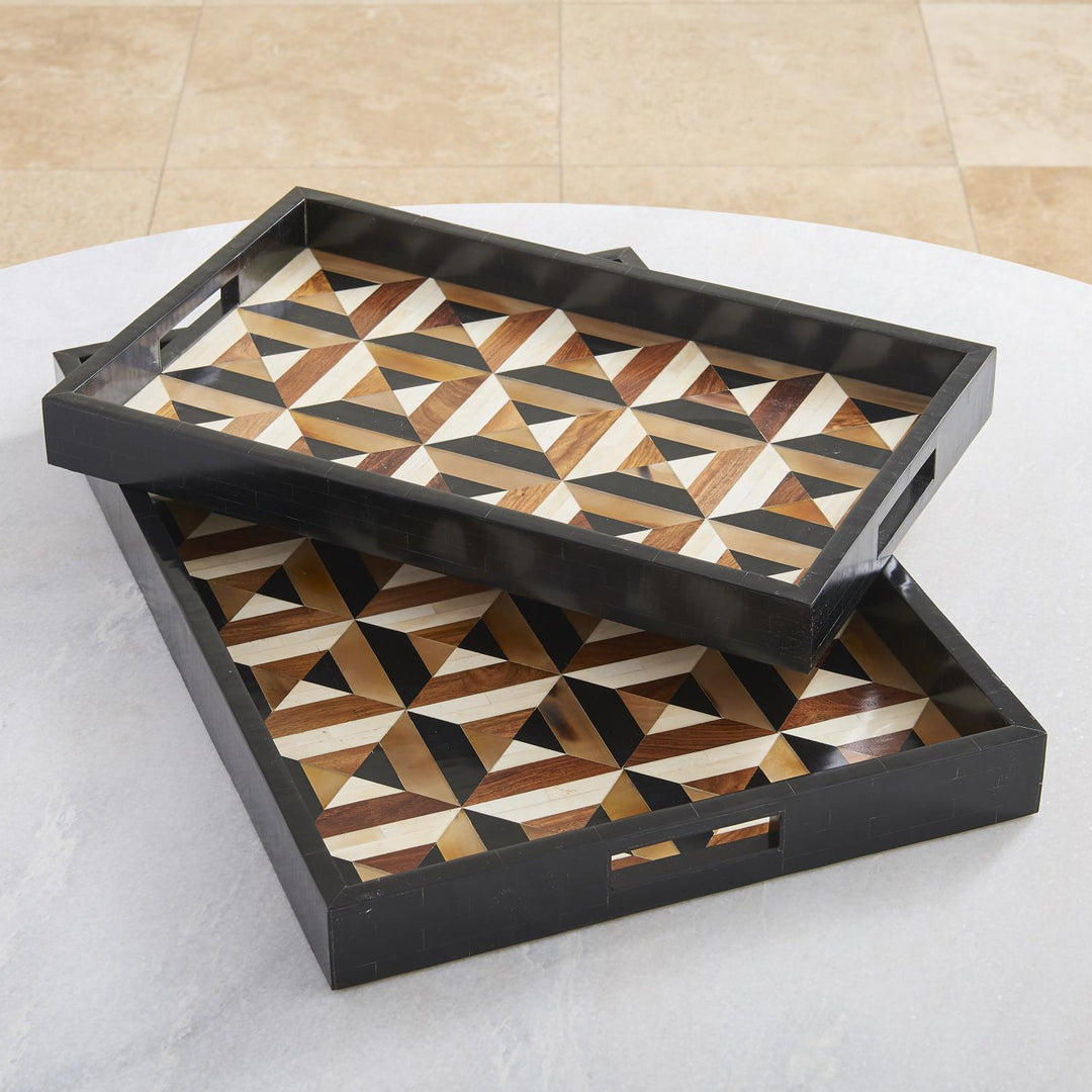 Global Views Global Views Triangle Marquetry Tray