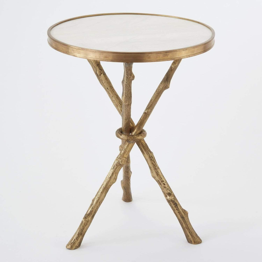 Global Views Global Views Twig Table Brass/White Marble 8976