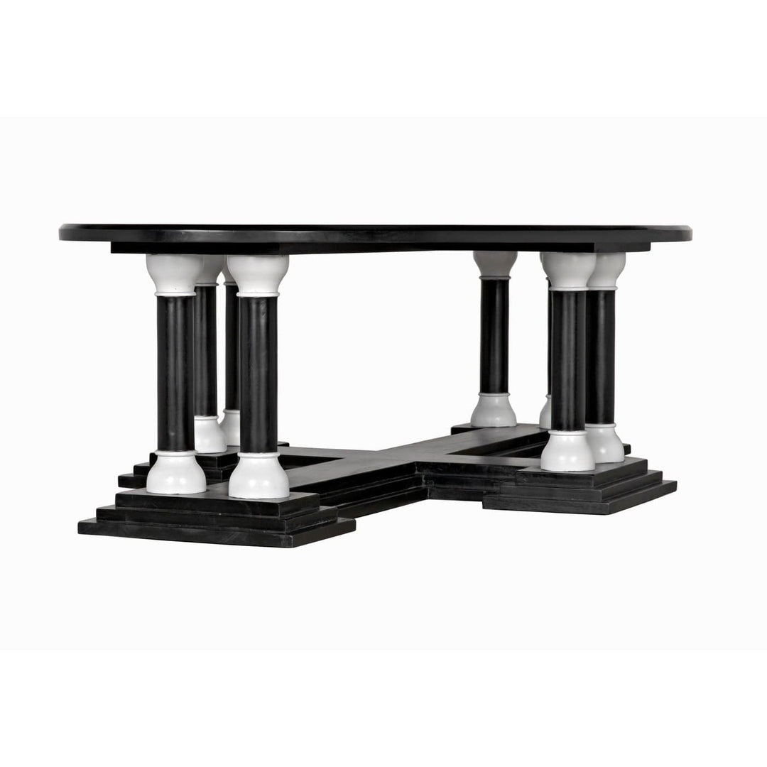 Chloe Coffee Table - Hand Rubbed Black with Solid White Accents