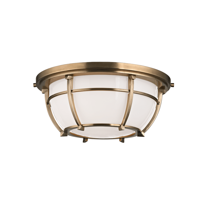 Hudson Valley Lighting Hudson Valley Lighting Conrad 2-Bulb Ceiling Lamp - Aged Brass & Opal Glossy 4112-AGB