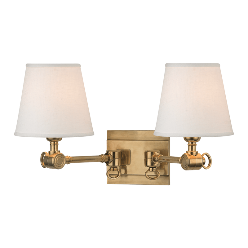 Hudson Valley Lighting Hudson Valley Lighting Hillsdale 2-Bulb Sconce - Aged Brass & White 6232-AGB