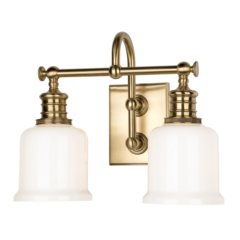 Hudson Valley Lighting Hudson Valley Lighting Keswick 2-Bulb Vanity Lamp - Aged Brass & Opal Glossy 1972-AGB