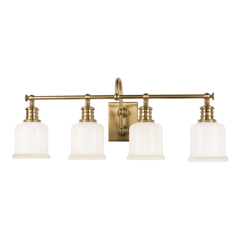 Hudson Valley Lighting Hudson Valley Lighting Keswick 4-Bulb Vanity Lamp - Aged Brass & Opal Glossy 1974-AGB