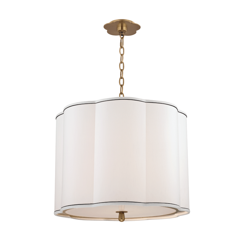 Hudson Valley Lighting Hudson Valley Lighting Sweeny 4-Bulb Pendant - Aged Brass & White With Navy Blue Trim 7920-AGB