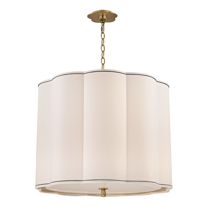 Hudson Valley Lighting Hudson Valley Lighting Sweeny 5-Bulb Chandelier - Aged Brass & White With Navy Blue Trim 7925-AGB