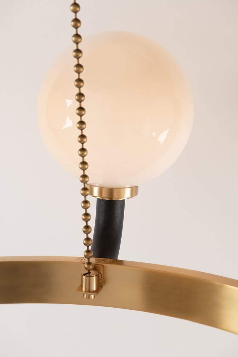 Hudson Valley Lighting Hudson Valley Lighting Werner 8-Bulb Pendant - Aged Brass & Black & Opal 3646-AGB/BK