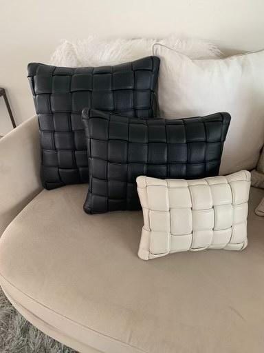 Koff Koff Medium Woven Leather Pillow - Black KOFF-MEDIUM-BLACK