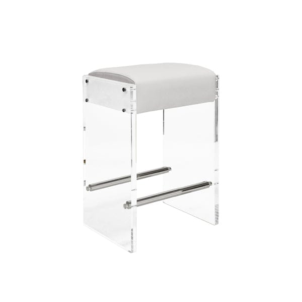 Worlds Away Worlds Away Indy Acrylic Panel Counter Stool with White Vinyl Cushion & Nickel Hardware INDY NWH