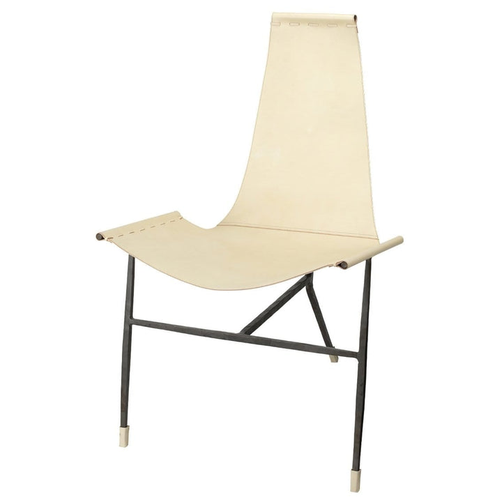 Jamie Young Jamie Young Abilene Lounge Chair - Off White Leather & Black Forged Iron 20ABIL-CHWH