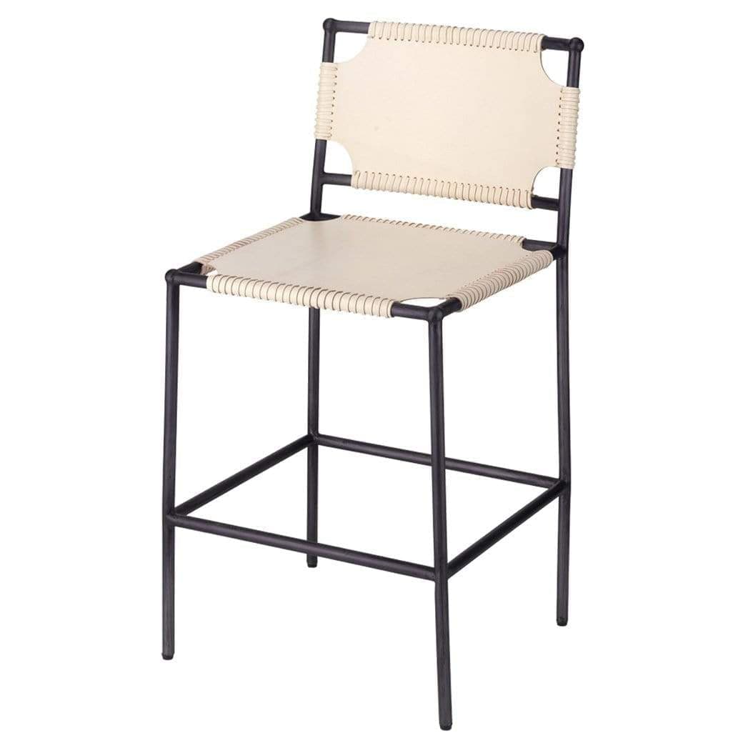Jamie Young Jamie Young Asher Counter Stool - Off-White Leather & Black Metal 20ASHE-CSOW
