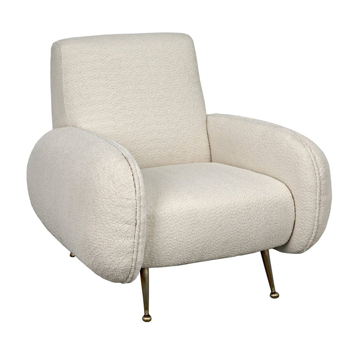 Heisler Chair - Off White Fabric with Antique Brass Legs