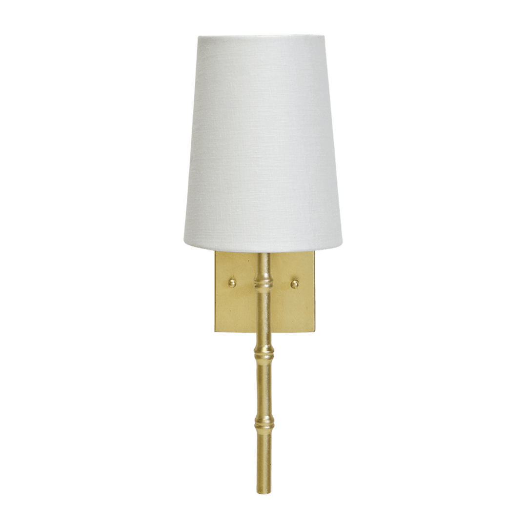 Worlds Away Worlds Away Molly Sconce with Bamboo Detail & White Linen Shade - Gold Leaf MOLLY G