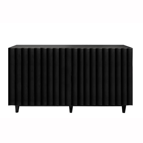 Worlds Away Worlds Away Odette Four Door Front Cabinet - Glossy Black Lacquer ODETTE BL