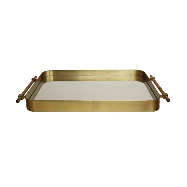 Worlds Away Worlds Away Saratoga Tray with Inset Mirror - Antique Brass SARATOGA BR
