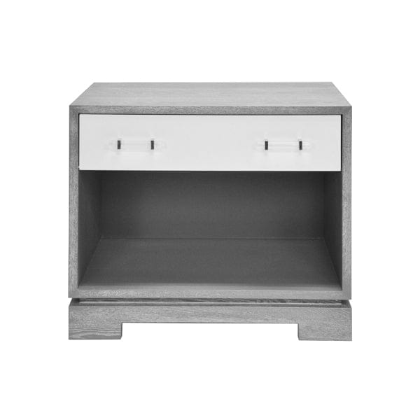 Worlds Away Worlds Away Shane Side Table with White Lacquer Drawers & Grey Cerused Oak Case SHANE GCO