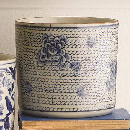 Tozai Home Tozai Home Blue & White Chrysanthemum Vase/Pl BLU083-CH