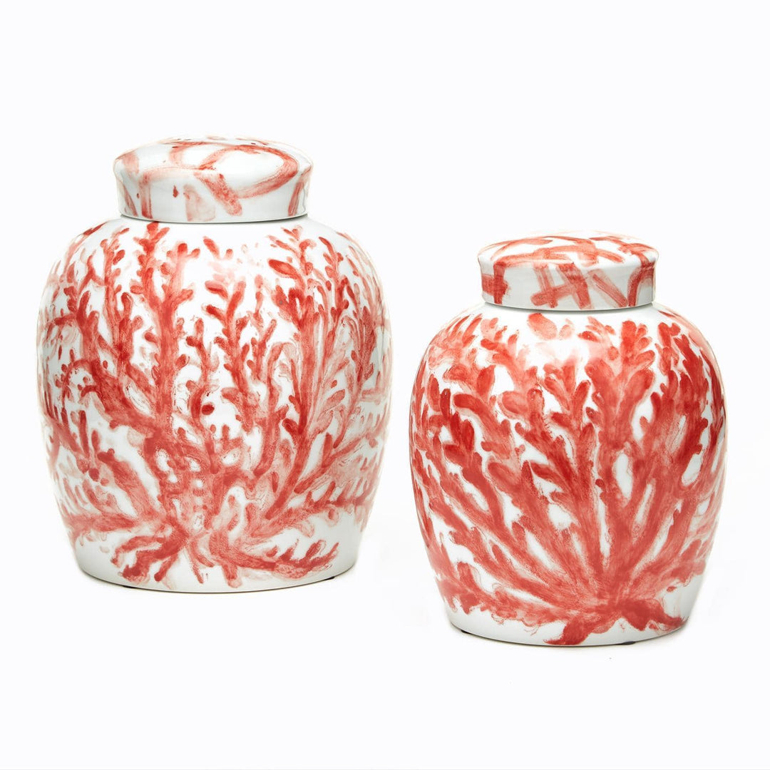 Tozai Home Tozai Home Corals Set of 2 Covered Ginger Jar OMT136-S2