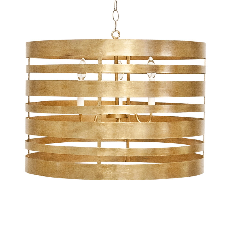 Worlds Away Worlds Away Turner Striped Pendant with Three Lights - Gold Leaf TURNER G