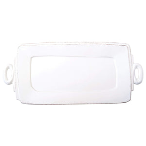 Vietri Vietri Lastra Handled Rectangular Serving Platter - Available in 6 Colors White LAS-2623W