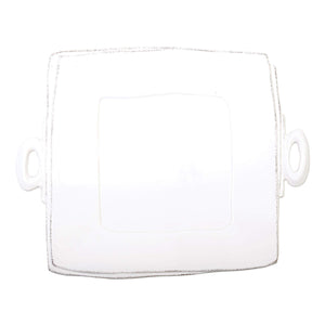 Vietri Vietri Lastra Handled Square Serving Platter - Available in 6 Colors White LAS-2628W